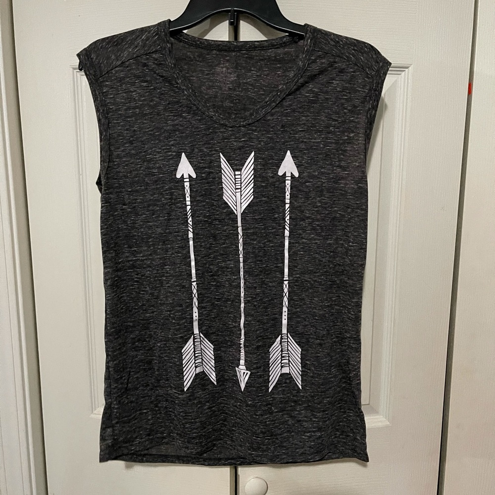 Gray and White Arrow Graphic Tank Top